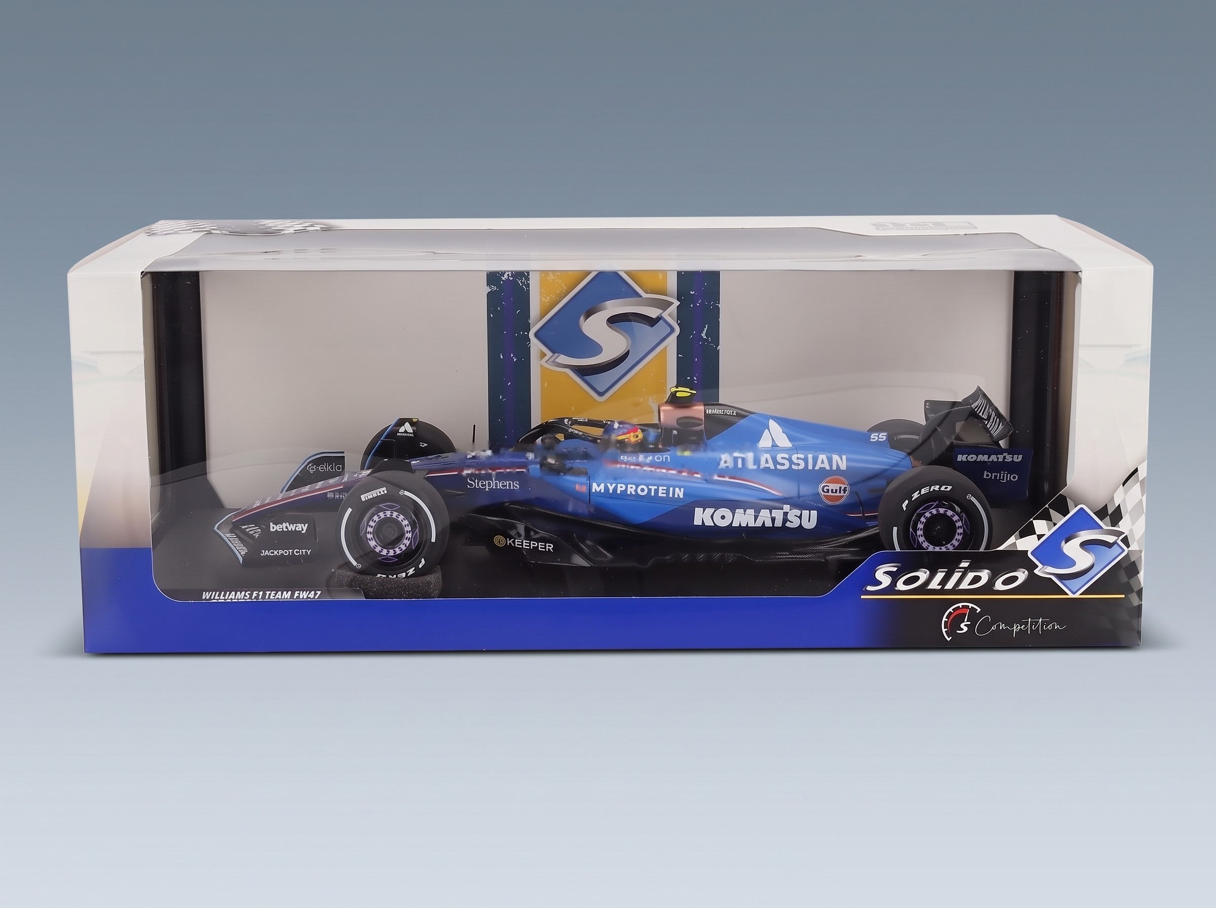 Williams FW47 Team Williams Atlassian Racing No. 55 Carlos Sainz 3rd Azerbaijan GP 2025 Solido 1:18 scale model - original packaging