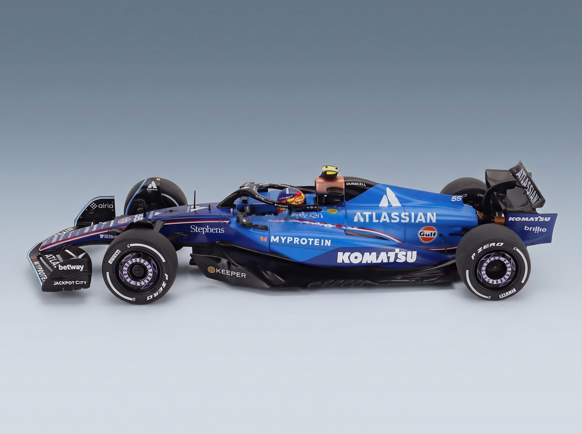 Williams FW47 Team Williams Atlassian Racing No. 55 Carlos Sainz 3rd Azerbaijan GP 2025 Solido 1:18 scale model - side view