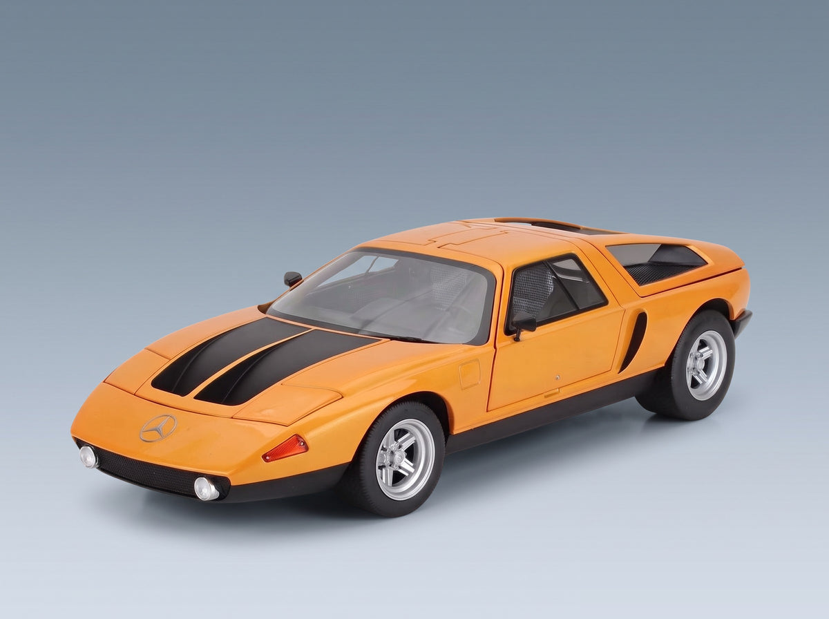 Mercedes-Benz C111-II 1970 Orange Norev 1:18 scale model - front three-quarter view