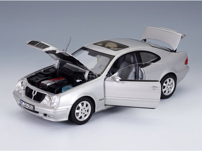 Mercedes-Benz CLK-Class C209 Coupé 2000 Silver Norev 1:18 scale model - opening parts