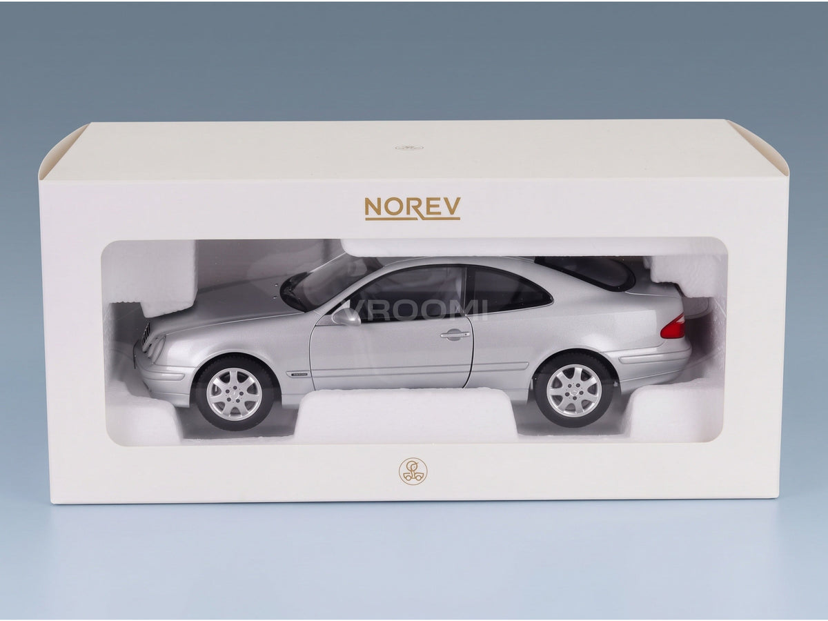 Mercedes-Benz CLK-Class C209 Coupé 2000 Silver Norev 1:18 scale model - original packaging