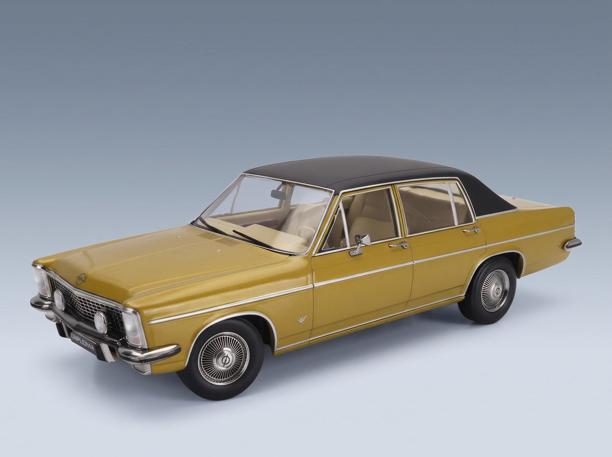 Opel Diplomat V8 1969 Gold Black Norev 1:18 scale model - front three-quarter view