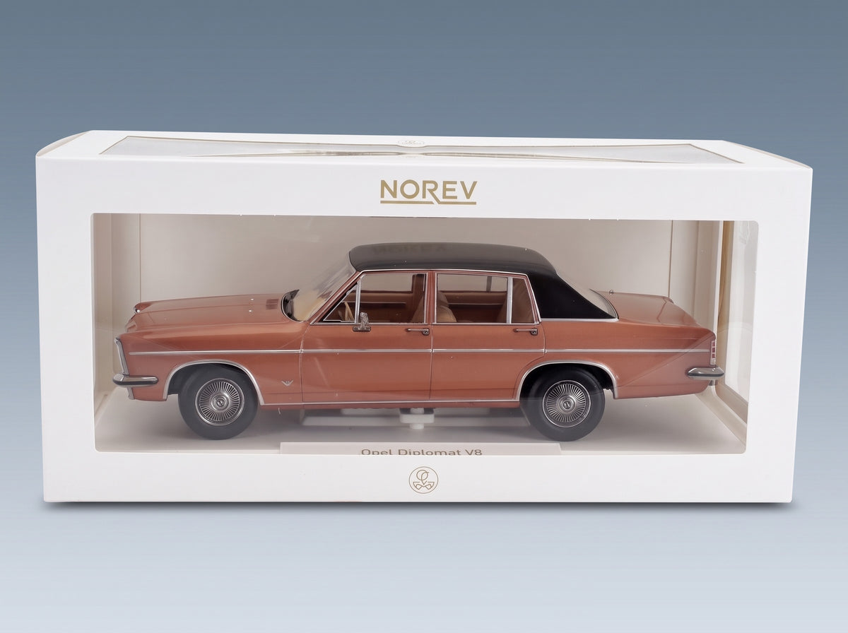 Opel Diplomat V8 1969 Copper Black Norev 1:18 scale model - original packaging
