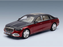 Mercedes-Benz S-Class S 680 Maybach (X223) 4MATIC 2021 Patagonia Red Nautical Blue Norev 1:18 scale model - front three-quarter view