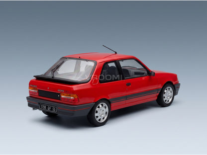 Peugeot 309 GTi 16V 1987 Red Norev 1:18 scale model - rear three-quarter view