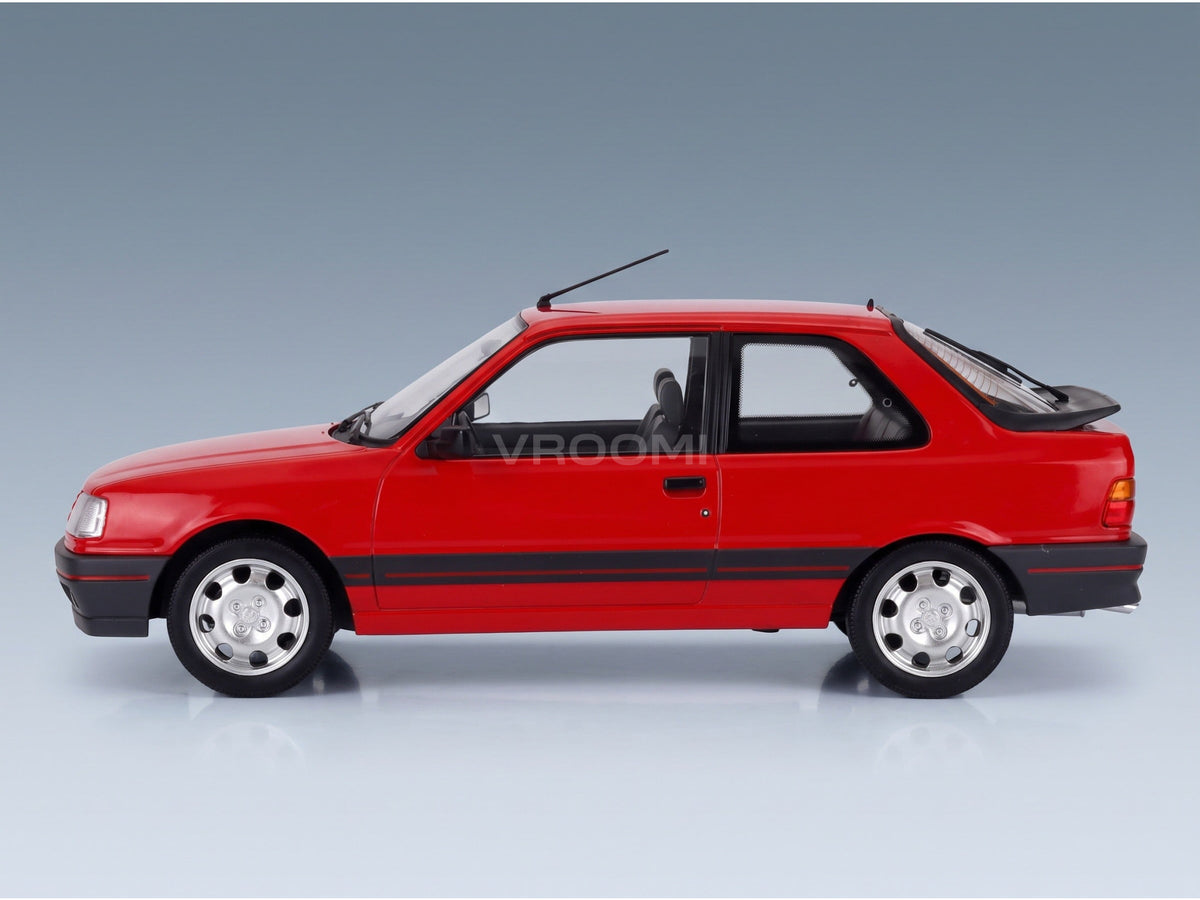 Peugeot 309 GTi 16V 1987 Red Norev 1:18 scale model - side view