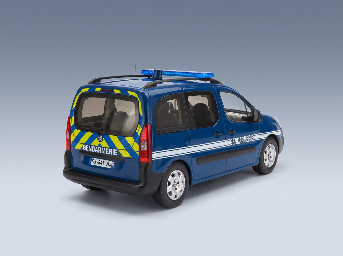 Peugeot Partner Gendarmerie 2018 Blue Yellow Norev 1:18 scale model - rear three-quarter view