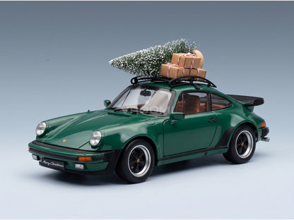 Porsche 911 930 3.3 Turbo Coupé 1980 Christmas Edition Green Norev 1:18 scale model - front three-quarter view