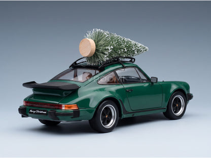 Porsche 911 930 3.3 Turbo Coupé 1980 Christmas Edition Green Norev 1:18 scale model - rear three-quarter view