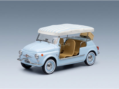 Fiat 500 Jolly 1965 Light Blue Norev 1:18 scale model - front three-quarter view