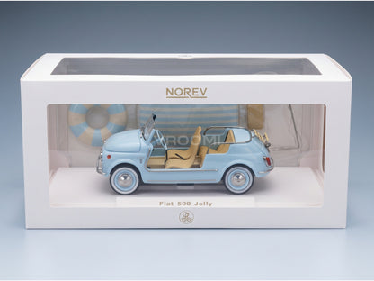 Fiat 500 Jolly 1965 Light Blue Norev 1:18 scale model - original packaging