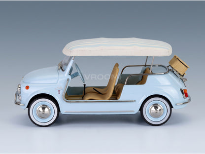 Fiat 500 Jolly 1965 Light Blue Norev 1:18 scale model - side view