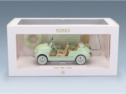 Fiat 500 Jolly 1965 Light Green Norev 1:18 scale model - original packaging
