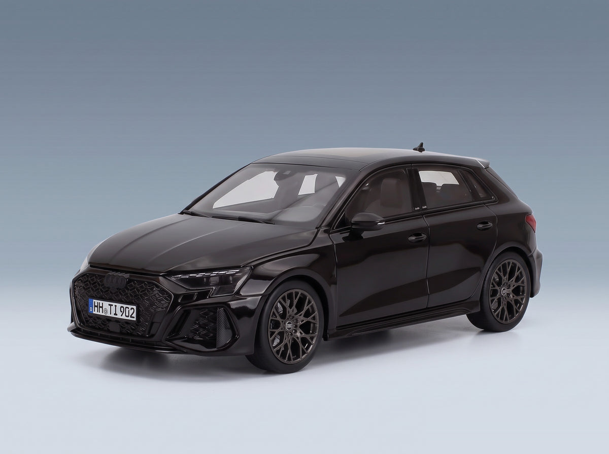 Audi A3 RS3 2025 Black Norev 1:18 scale model - front three-quarter view