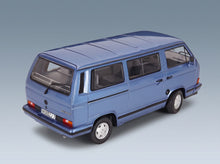 Volkswagen T3 Multivan Minibus Blue Star 1992 Light Blue Metallic Norev 1:18 scale model - rear three-quarter view