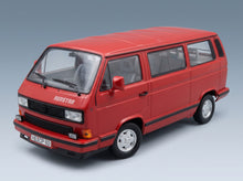 Volkswagen T3 Multivan Minibus Red Star 1992 Red Norev 1:18 scale model - front three-quarter view