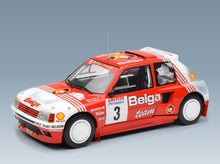 Peugeot 205 T16 Gr.B Belga No. 3 B. Darniche A. Mahe Rally Ypres 1985 IXO Models 1:18 scale model - front three-quarter view