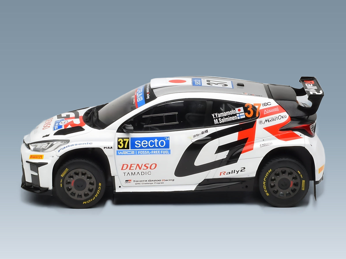 Toyota Yaris GR Rally1 Toyota Gazoo Racing WRT No. 37 Yuki Yamamoto Marko Salminen Rally Finland 2024 IXO Models 1:18 scale model - side view