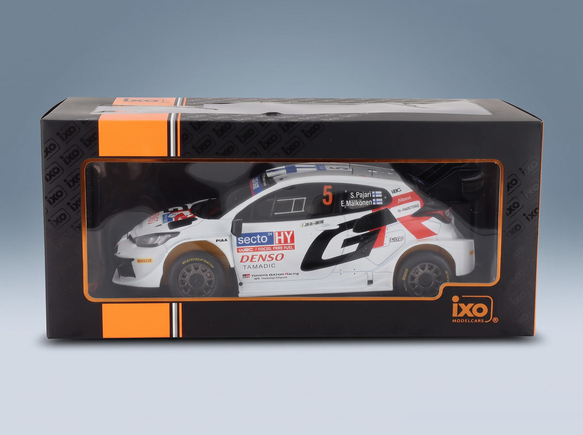Toyota Yaris GR Rally1 Team Toyota Gazoo Racing WRT No. 5 Sami Pajari Enni Malkonen 4th Rally Finland 2024 IXO Models 1:18 scale model - original packaging