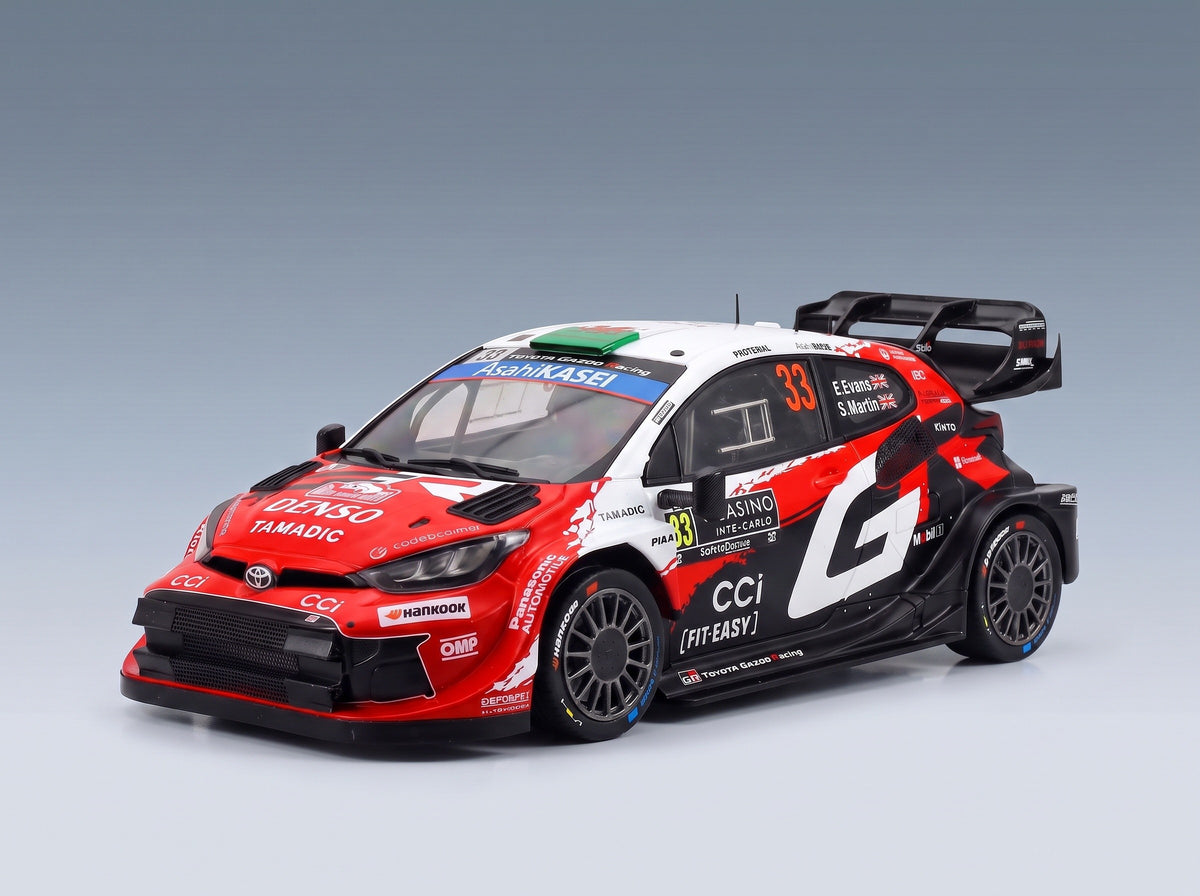 TOYOTA - YARIS GR WRC RALLY1 HYBRID TEAM TOYOTA GAZOO RACING WRT N 33 2nd RALLY MONTECARLO 2026 ELFYN EVANS - SCOTT MARTIN - RED WHITE BLACK scale model - front three-quarter view