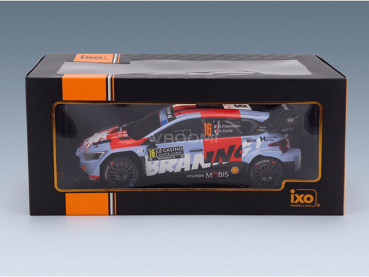HYUNDAI - i20 N WRC RALLY1 TEAM SHELL MOBIS WRT N 16 RALLY MONTECARLO 2026 ADRIEN FOURMAUX - ALEXANDRE CORIA - RED LIGHT BLUE BLACK scale model - original packaging