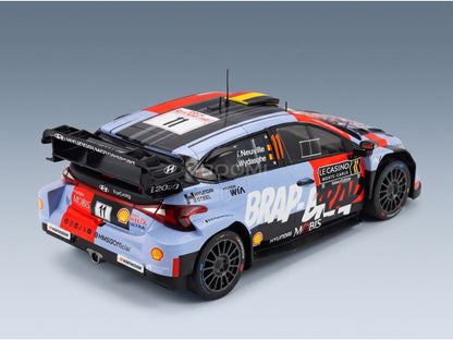 HYUNDAI - i20 N WRC RALLY1 TEAM SHELL MOBIS WRT N 11 RALLY MONTECARLO 2026 THIERRY NEUVILLE - MARTIJN WYDAEGHE - LIGHT BLUE RED scale model - rear three-quarter view