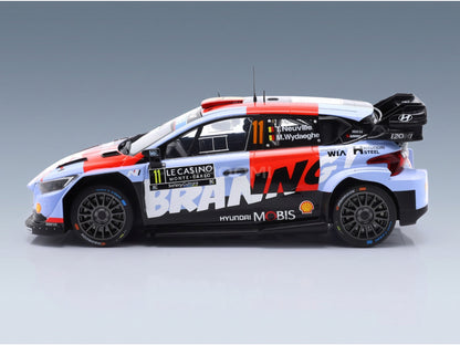 HYUNDAI - i20 N WRC RALLY1 TEAM SHELL MOBIS WRT N 11 RALLY MONTECARLO 2026 THIERRY NEUVILLE - MARTIJN WYDAEGHE - LIGHT BLUE RED scale model - side view