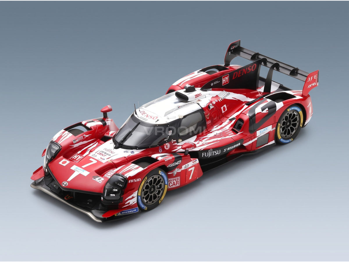 Toyota GR010 3.5L V6 Team Gazoo Racing No. 7 5th 24h Le Mans 2025 Mike Conway Kamui Kobayashi Nyck de Vries Spark Model 1:18 scale model - front three-quarter view