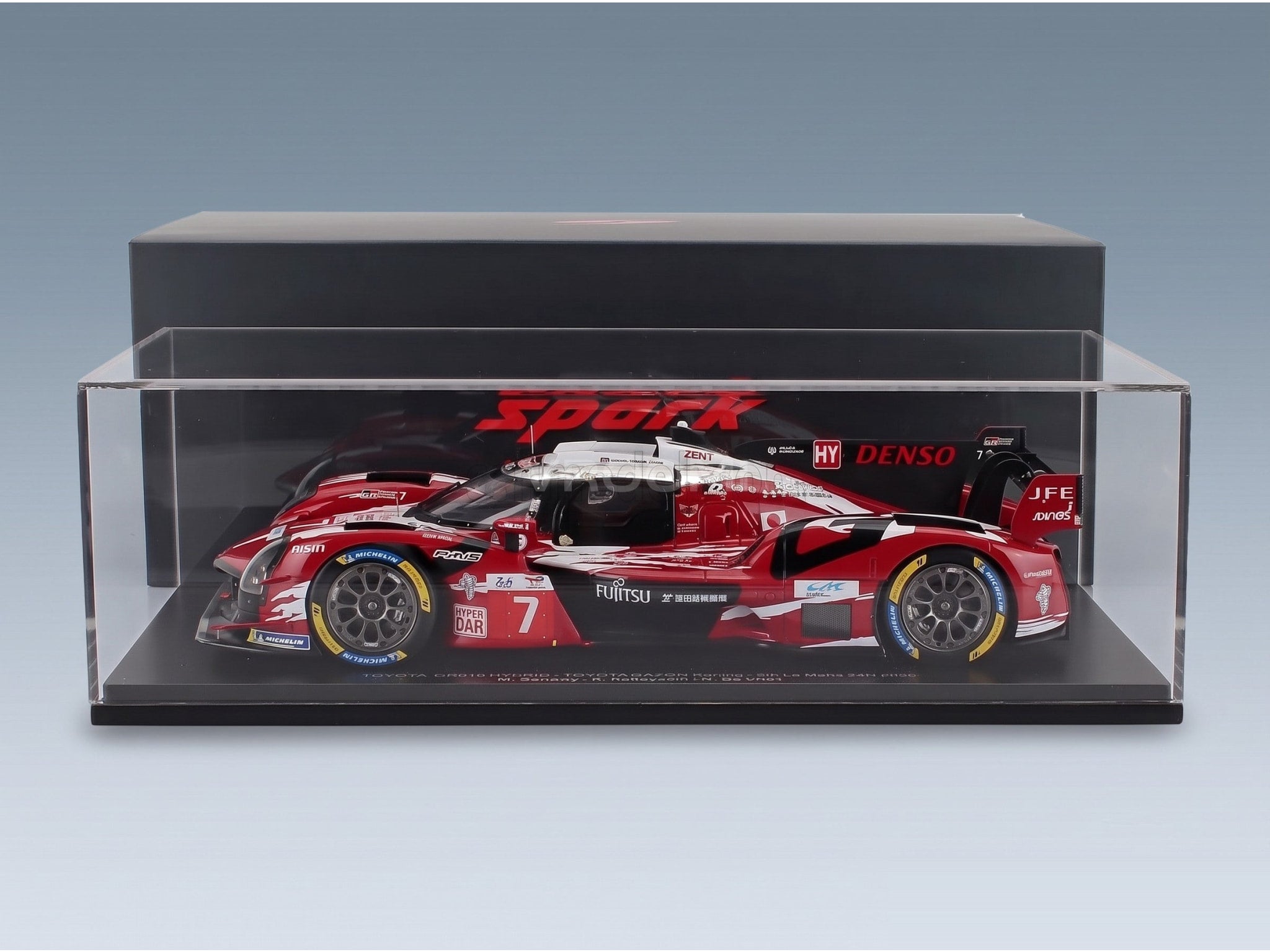 Toyota GR010 3.5L V6 Team Gazoo Racing No. 7 5th 24h Le Mans 2025 Mike Conway Kamui Kobayashi Nyck de Vries Spark Model 1:18 scale model - original packaging