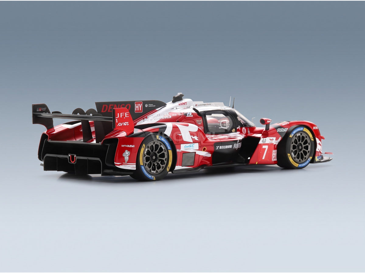 Toyota GR010 3.5L V6 Team Gazoo Racing No. 7 5th 24h Le Mans 2025 Mike Conway Kamui Kobayashi Nyck de Vries Spark Model 1:18 scale model - rear three-quarter view