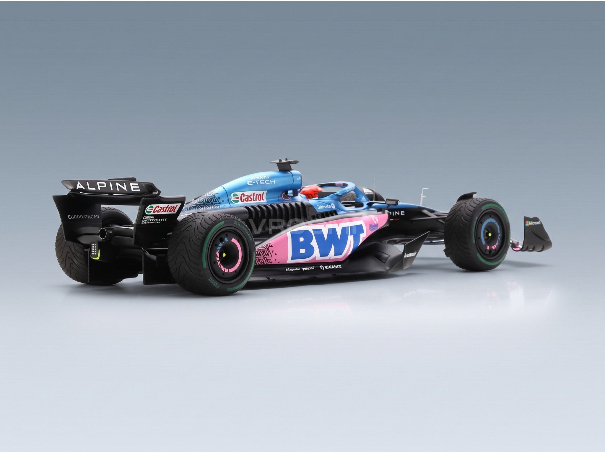 Alpine A523 BWT Alpine F1 Team No. 31 3rd Monaco GP 2023 Esteban Ocon Spark Model 1:18 scale model - rear three-quarter view
