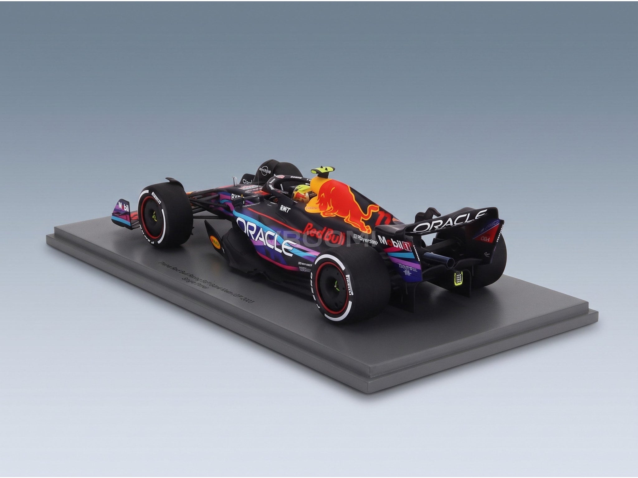 Red Bull RB19 Oracle Red Bull Racing No. 11 2nd Miami GP Sergio Perez 2023 Spark Model 1:18 scale model - rear three-quarter view
