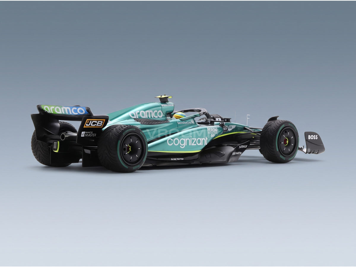 Aston Martin F1 AMR23 Aston Martin Aramco Cognizant No. 14 Fernando Alonso 2nd Monaco GP 2023 Spark Model 1:18 scale model - rear three-quarter view