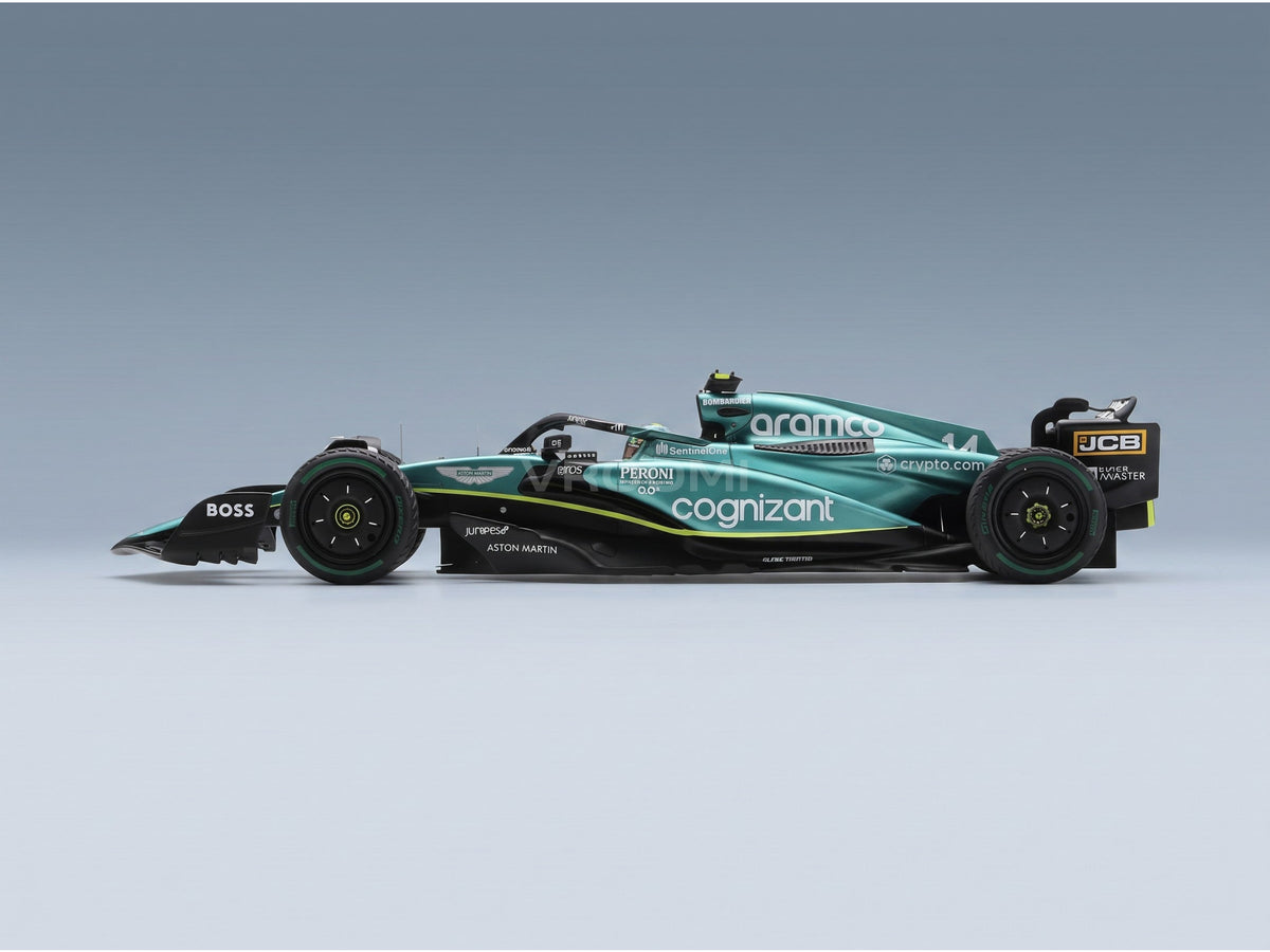 Aston Martin F1 AMR23 Aston Martin Aramco Cognizant No. 14 Fernando Alonso 2nd Monaco GP 2023 Spark Model 1:18 scale model - side view