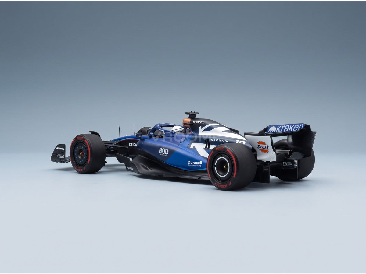 Williams FW45 Team Williams Racing No. 23 Alexander Albon 800th GP British GP 2023 Spark Model 1:18 scale model - rear three-quarter view