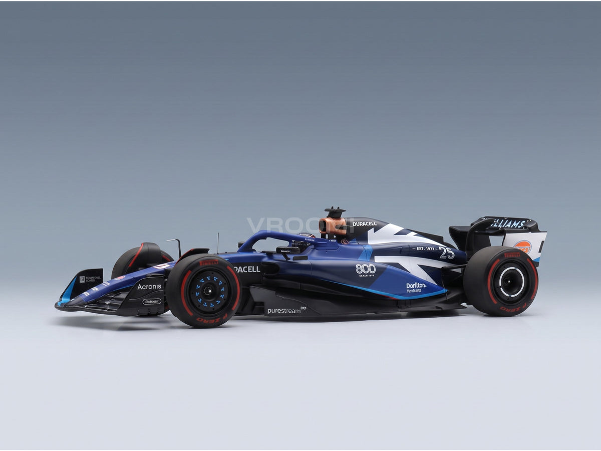 Williams FW45 Team Williams Racing No. 23 Alexander Albon 800th GP British GP 2023 Spark Model 1:18 scale model - side view