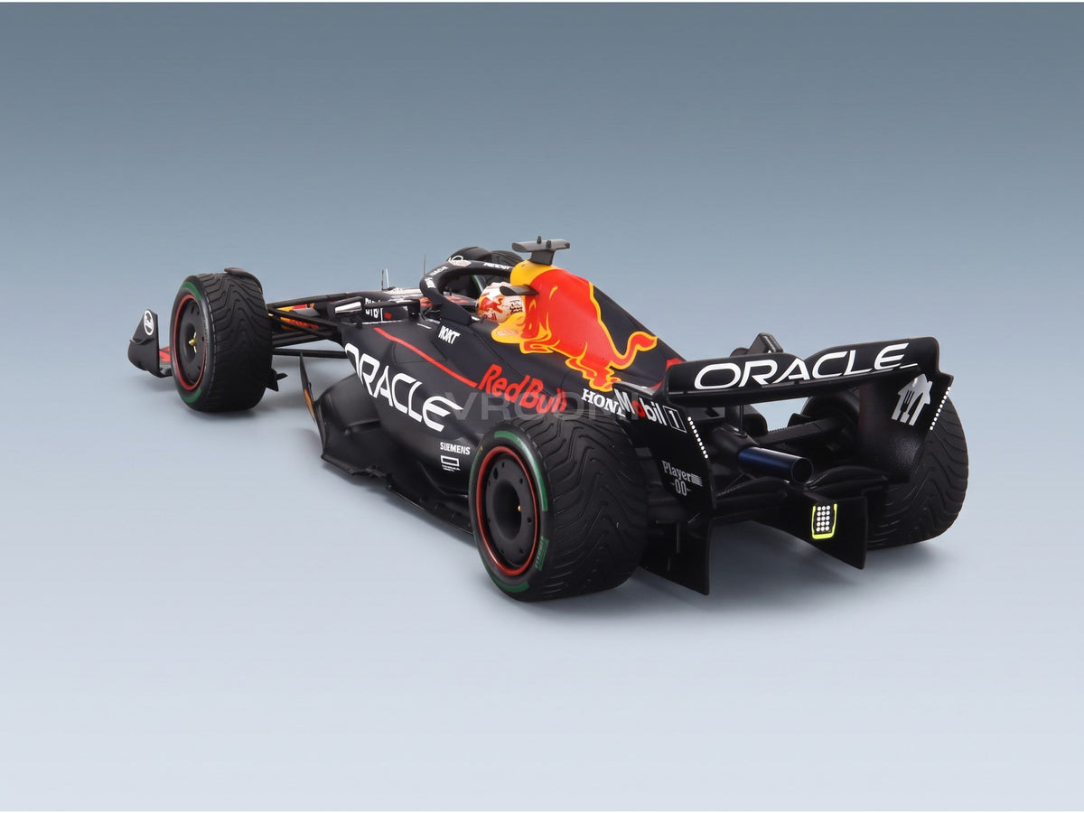Red Bull RB19 Oracle Red Bull Racing No. 1 Max Verstappen Winner Dutch GP World Champion 2023 Spark Model 1:18 scale model - rear three-quarter view