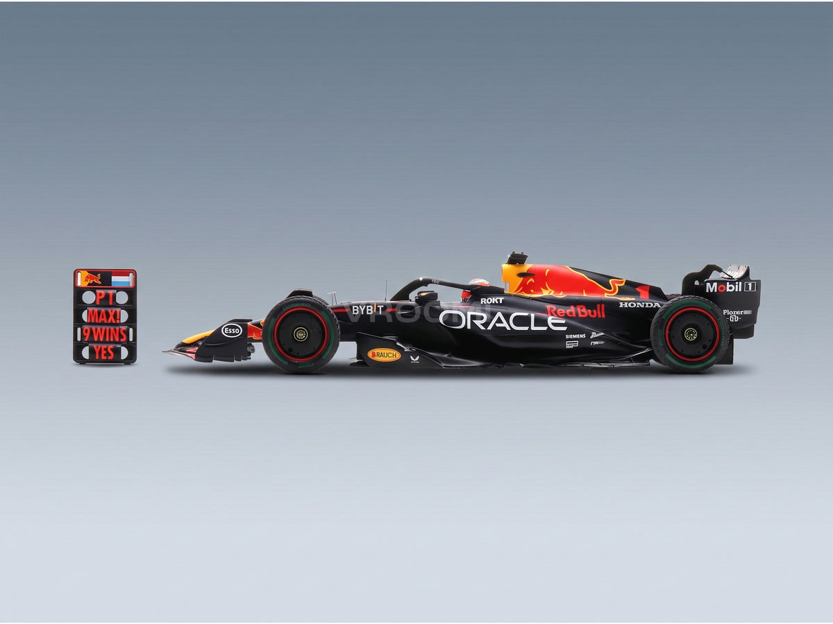 Red Bull RB19 Oracle Red Bull Racing No. 1 Max Verstappen Winner Dutch GP World Champion 2023 Spark Model 1:18 scale model - side view