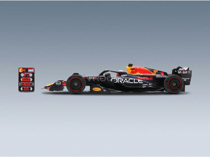Red Bull RB19 Oracle Red Bull Racing No. 1 Max Verstappen Winner Dutch GP World Champion 2023 Spark Model 1:18 scale model - side view