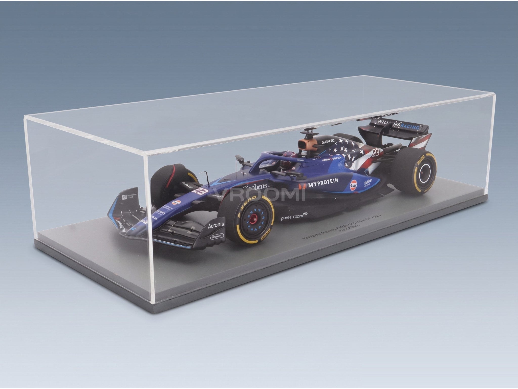 Williams FW45 Team Williams Racing Gulf No. 23 Alexander Albon Austin USA GP 2023 Spark Model 1:18 scale model - original packaging