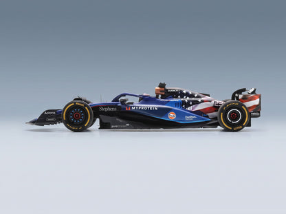 Williams FW45 Team Williams Racing Gulf No. 23 Alexander Albon Austin USA GP 2023 Spark Model 1:18 - side view