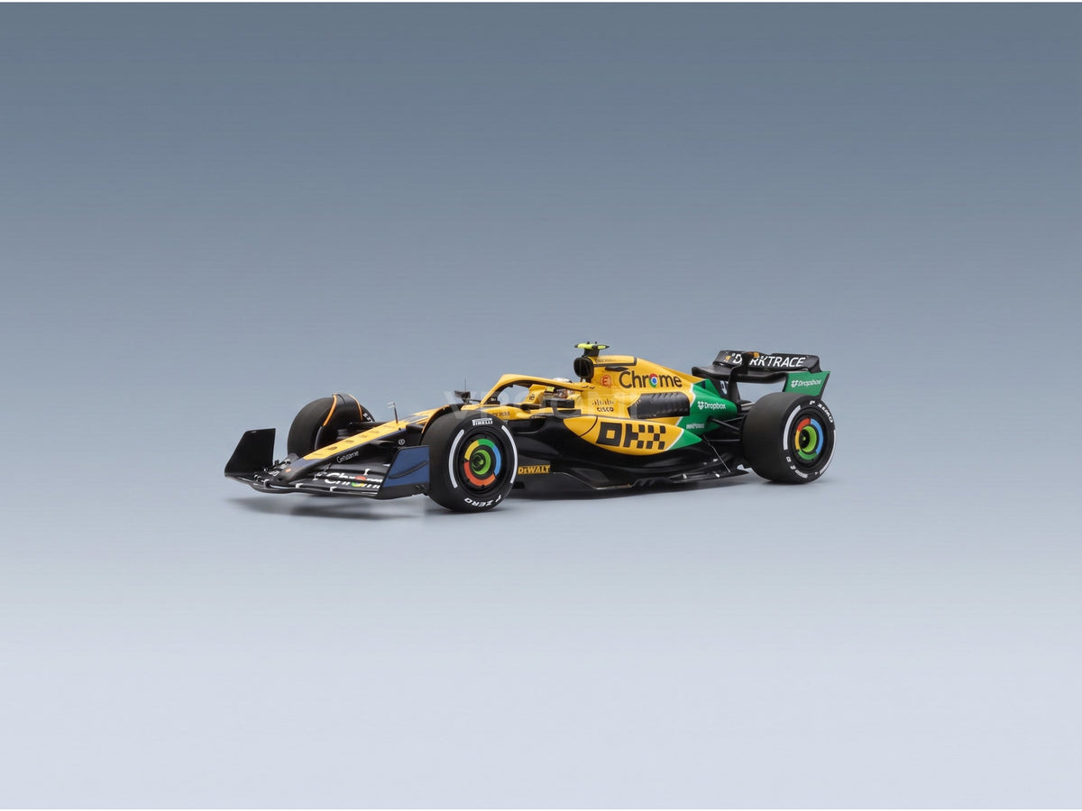 McLaren F1 MCL38 McLaren No. 4 Lando Norris 4th Monaco GP 2024 Spark Model 1:18 scale model - rear three-quarter view