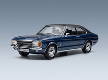 Ford Granada Coupé 1972 Blue Black Schuco 1:18 scale model - front three-quarter view