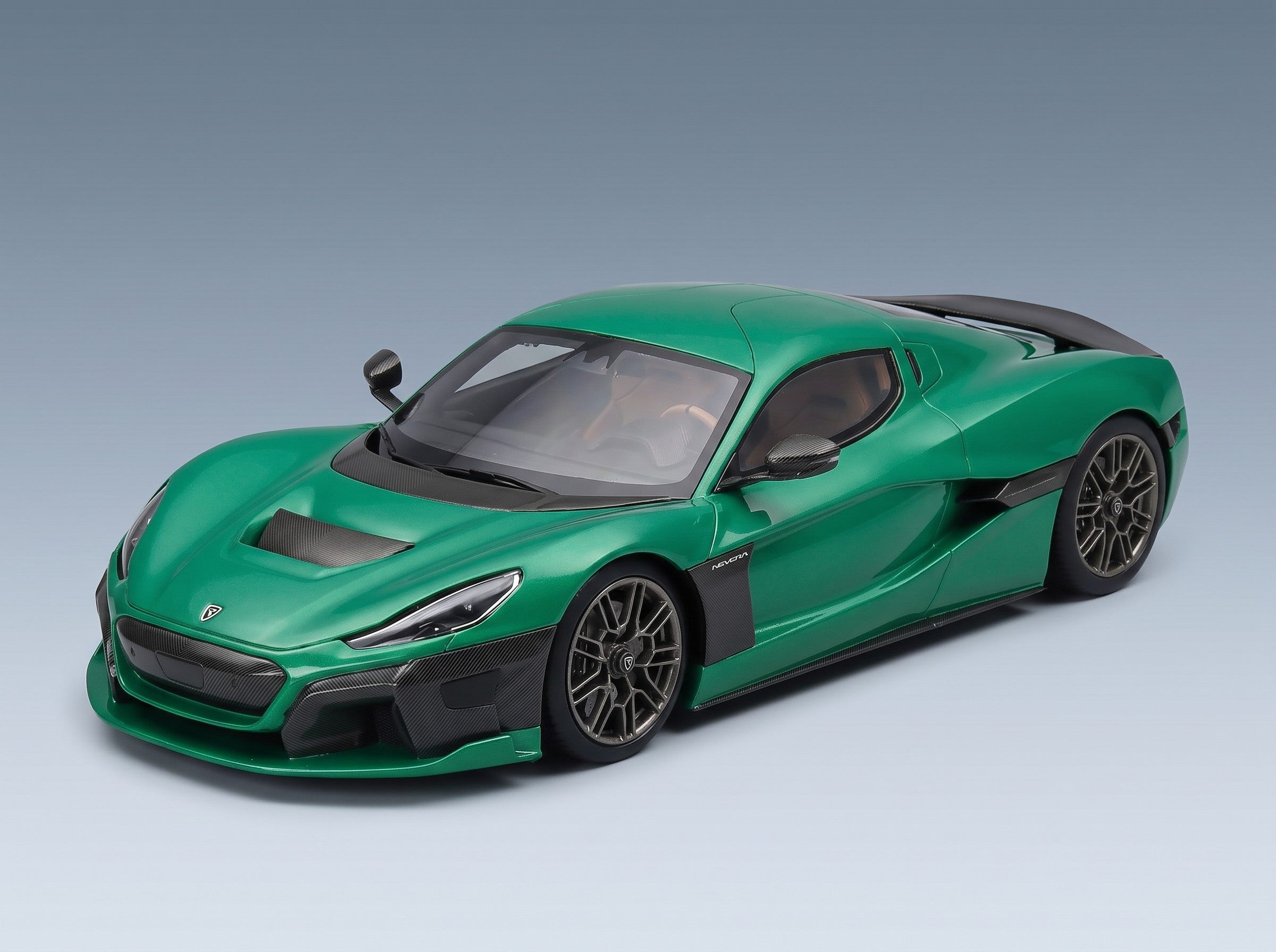 Rimac Nevera 2022 Green Schuco 1:18 scale model - front three-quarter view