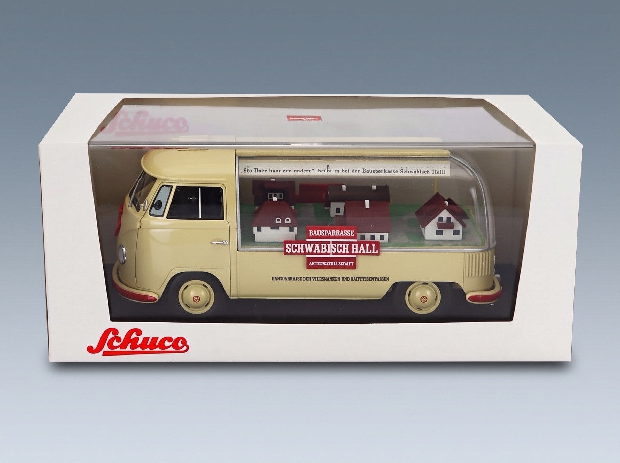 Volkswagen T1a Pick-Up Bauspar-Kasse Schwäbisch Hall 1962 Cream Schuco 1:18 scale model - original packaging