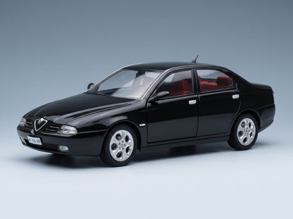 Alfa Romeo 166 3.0 V6 1998 Black with Red Interior Mitica 1:18 scale model - front three-quarter view