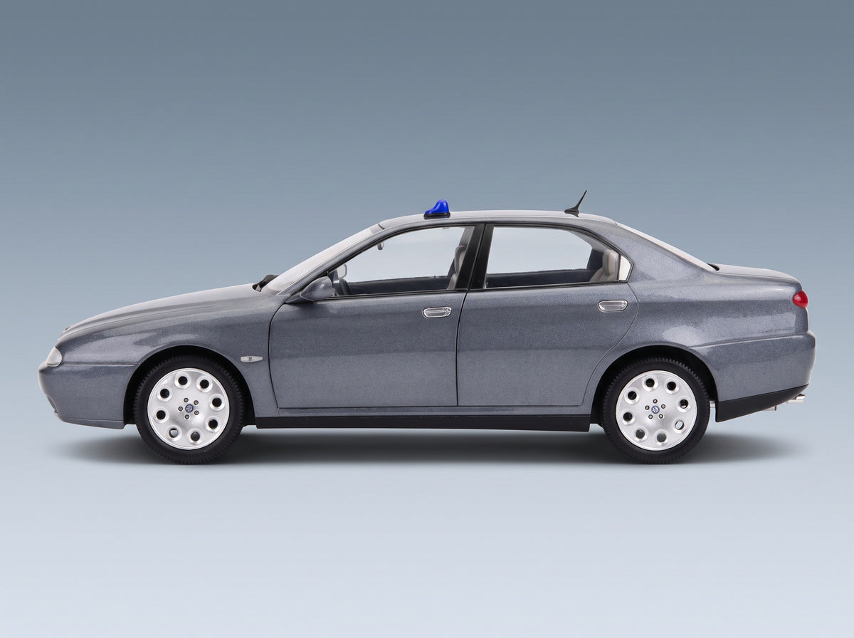 Alfa Romeo 166 2.4 JTD with Decals Comando Esercito Italiano e Civile 1998 Nettuno Grey Metallic Mitica 1:18 scale model - side view