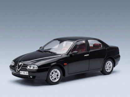 Alfa Romeo 156 2.5 V6 24V 1997 Black 601 Nero Red Interior Mitica 1:18 scale model - front three-quarter view