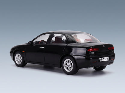 Alfa Romeo 156 2.5 V6 24V 1997 Black 601 Nero Red Interior Mitica 1:18 scale model - rear three-quarter view