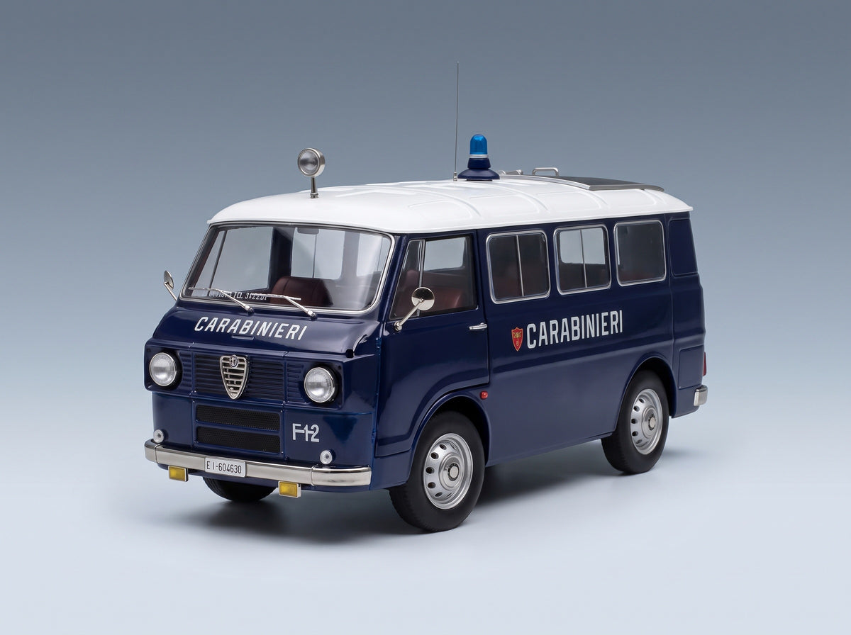 Alfa Romeo F-12 Minibus 1-Series Carabinieri 1969 Blue White Mitica 1:18 scale model - front three-quarter view